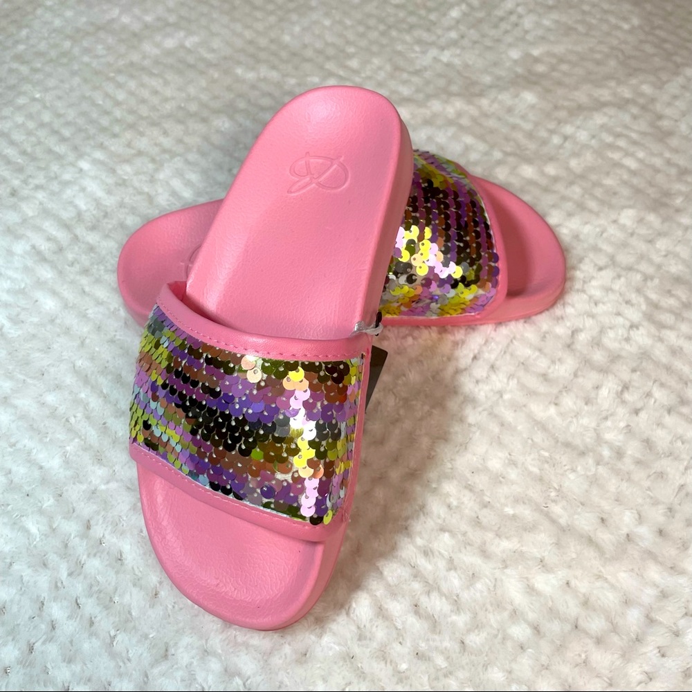 NWT - Girls Unicorn Mermaid Slides - Reflective Color Changing Bedazzled Design